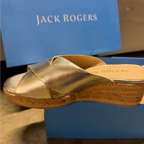 Jack Rogers Slotted Sloane Pebbled Espadrille Mid Wedge Women's Shoes - Picture 4 of 7